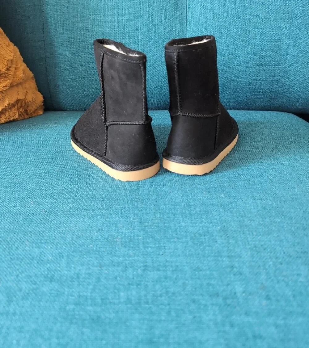 Girls Black Winter Boot with Tan Sole